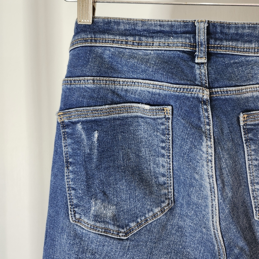 Zara Basic Dark Blue Medium Distressed Skinny Jea… - image 3